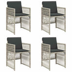 Garden Chairs with Cushions 4 pcs Light Grey Poly Rattan