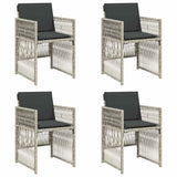 Garden Chairs with Cushions 4 pcs Light Grey Poly Rattan - Front View