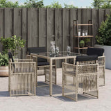 Garden Chairs with Cushions 4 pcs Light Grey Poly Rattan - Side View