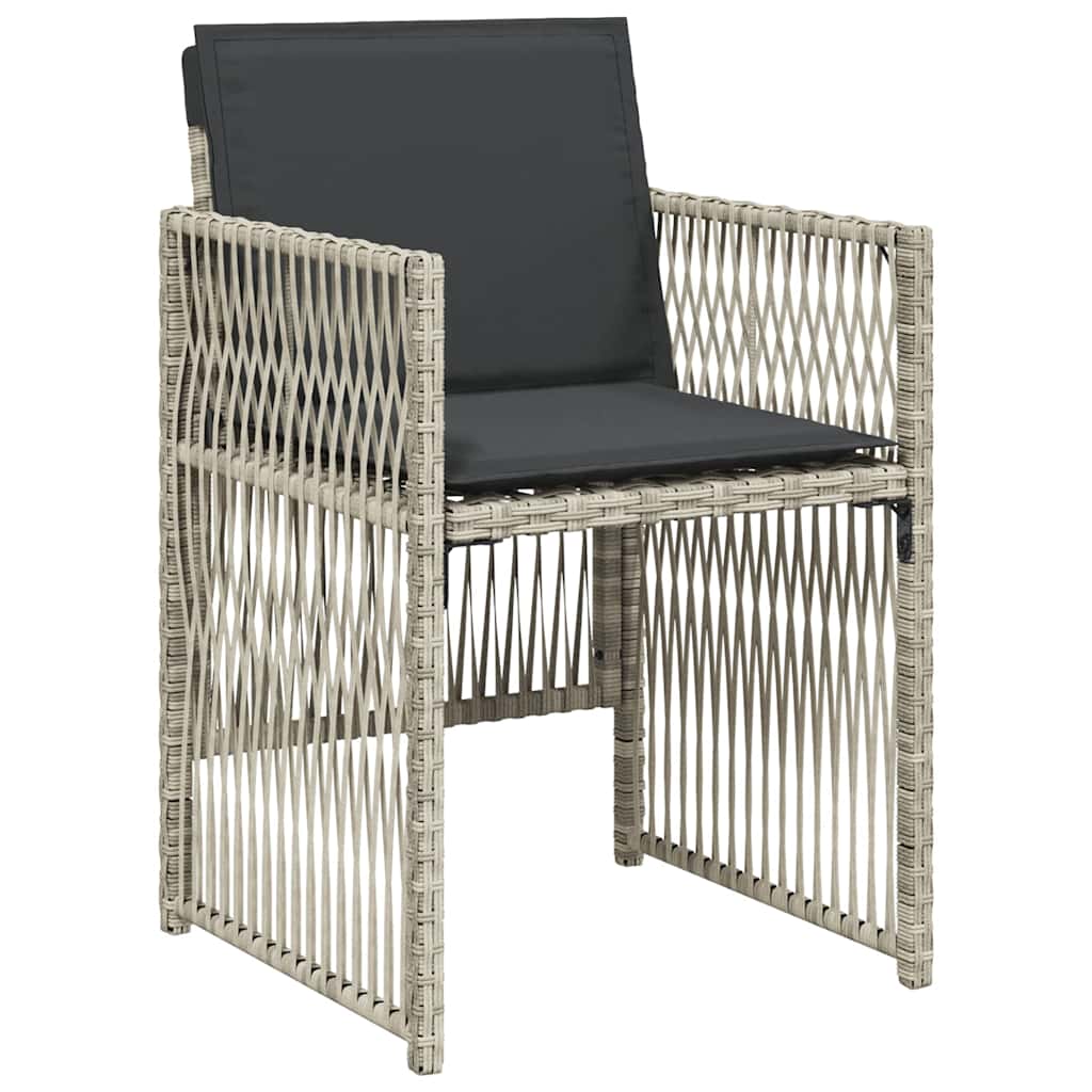 Garden Chairs with Cushions 4 pcs Light Grey Poly Rattan