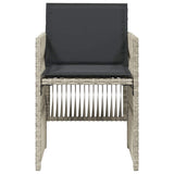 Garden Chairs with Cushions 4 pcs Light Grey Poly Rattan