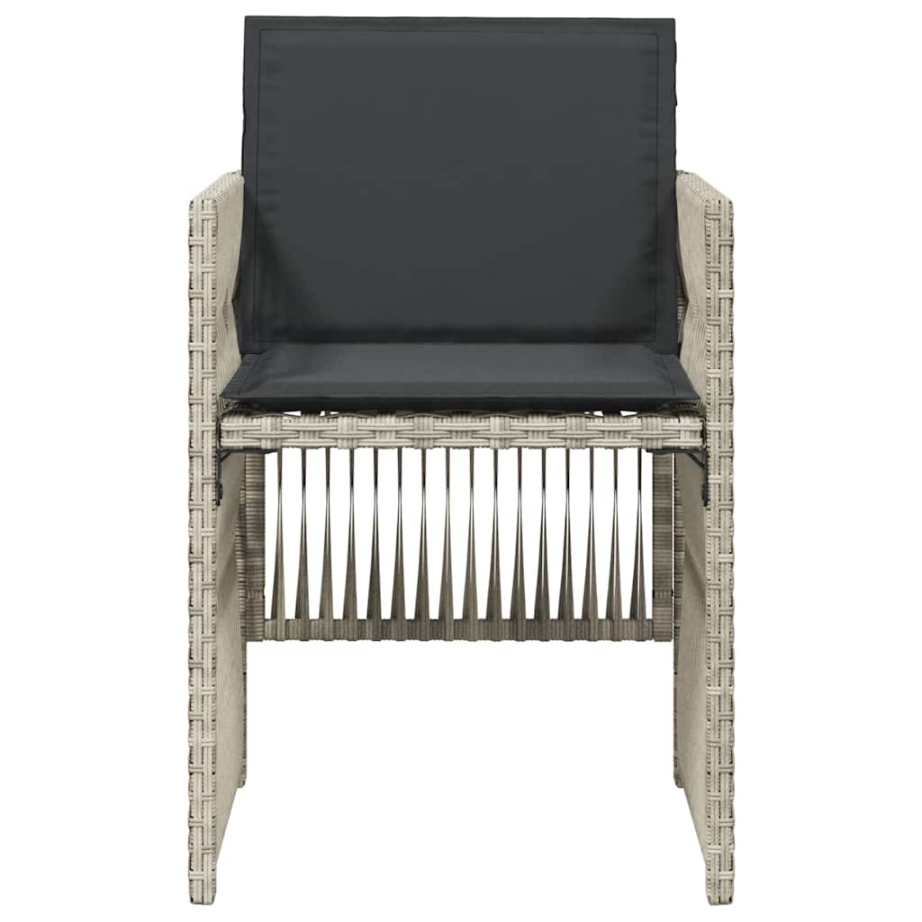 Garden Chairs with Cushions 4 pcs Light Grey Poly Rattan