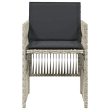 Garden Chairs with Cushions 4 pcs Light Grey Poly Rattan - 45-Degree Angle