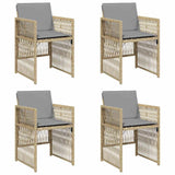 Garden Chairs with Cushions 4 pcs Mix Beige Poly Rattan - Front View