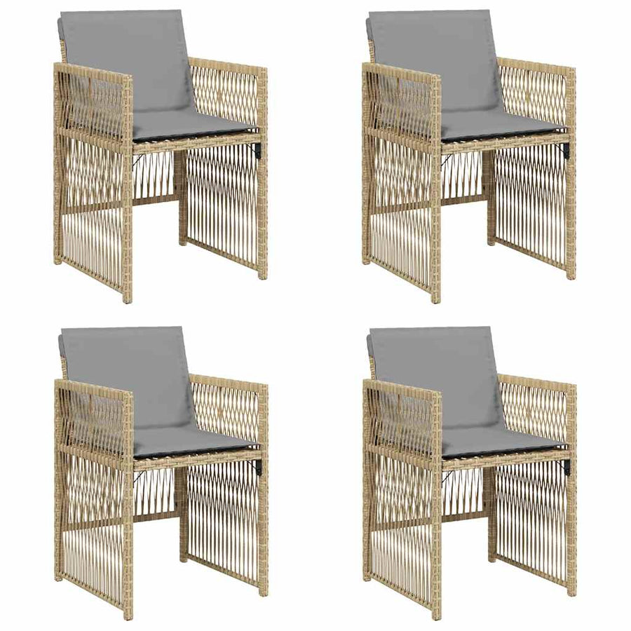 Garden Chairs with Cushions 4 pcs Mix Beige Poly Rattan