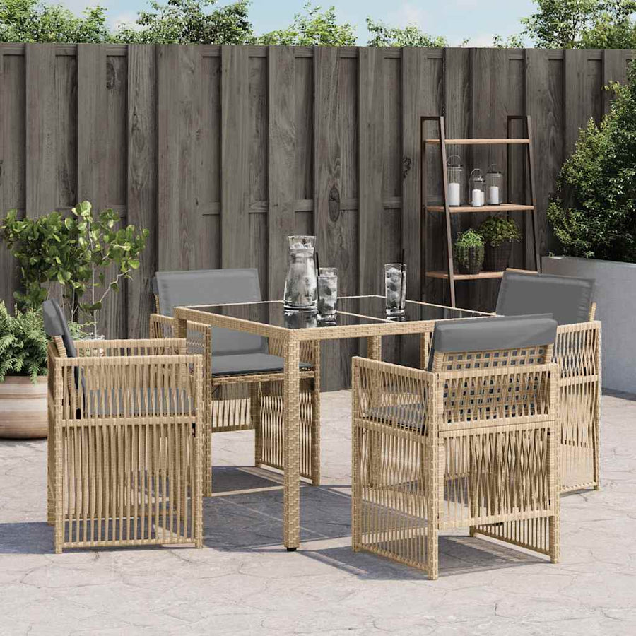 Garden Chairs with Cushions 4 pcs Mix Beige Poly Rattan