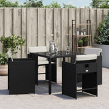 Garden Chairs with Cushions 4 pcs Black Poly Rattan
