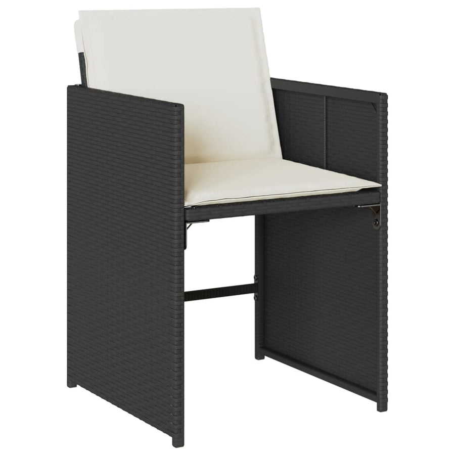 Garden Chairs with Cushions 4 pcs Black Poly Rattan