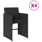 Garden Chairs with Cushions 4 pcs Black Poly Rattan