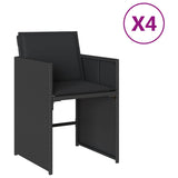 Garden Chairs with Cushions 4 pcs Black Poly Rattan - Front View
