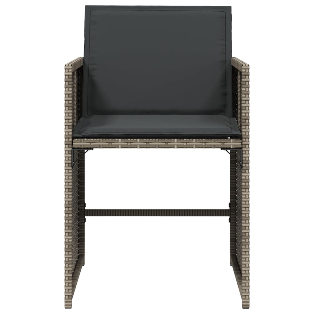 Garden Chairs with Cushions 4 pcs Grey Poly Rattan