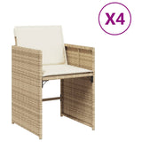 Garden Chairs with Cushions 4 pcs Beige Poly Rattan - Front View