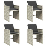 Garden Chairs with Cushions 4 pcs Light Grey Poly Rattan - Front View