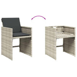 Garden Chairs with Cushions 4 pcs Light Grey Poly Rattan - Low Angle