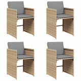 Garden Chairs with Cushions 4 pcs Mix Beige Poly Rattan
