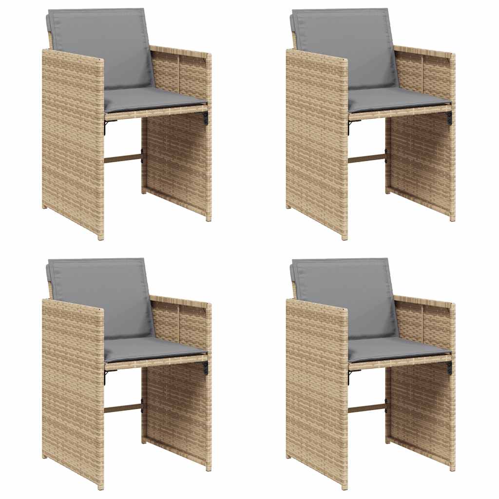 Garden Chairs with Cushions 4 pcs Mix Beige Poly Rattan