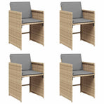 Garden Chairs with Cushions 4 pcs Mix Beige Poly Rattan