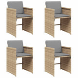 Garden Chairs with Cushions 4 pcs Mix Beige Poly Rattan - Front View