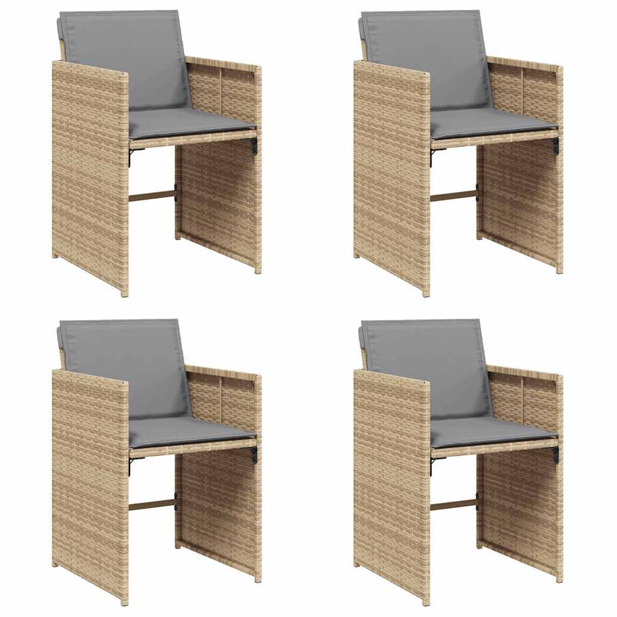 Garden Chairs with Cushions 4 pcs Mix Beige Poly Rattan