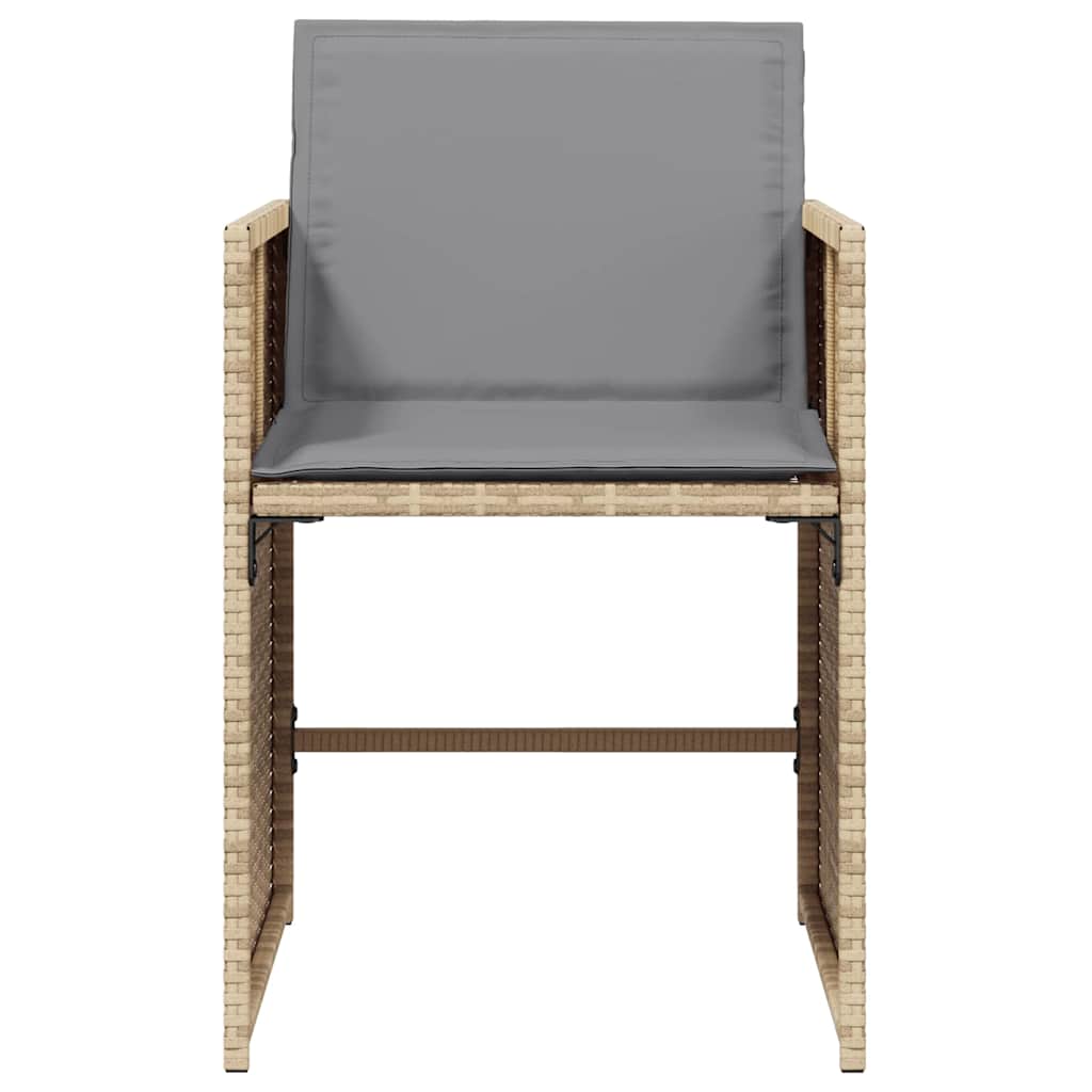 Garden Chairs with Cushions 4 pcs Mix Beige Poly Rattan