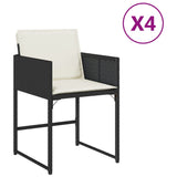 Garden Chairs with Cushions 4 pcs Black Poly Rattan - Front View