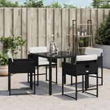 Garden Chairs with Cushions 4 pcs Black Poly Rattan - Side View