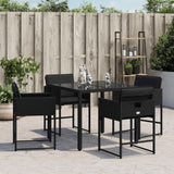 Garden Chairs with Cushions 4 pcs Black Poly Rattan - Side View