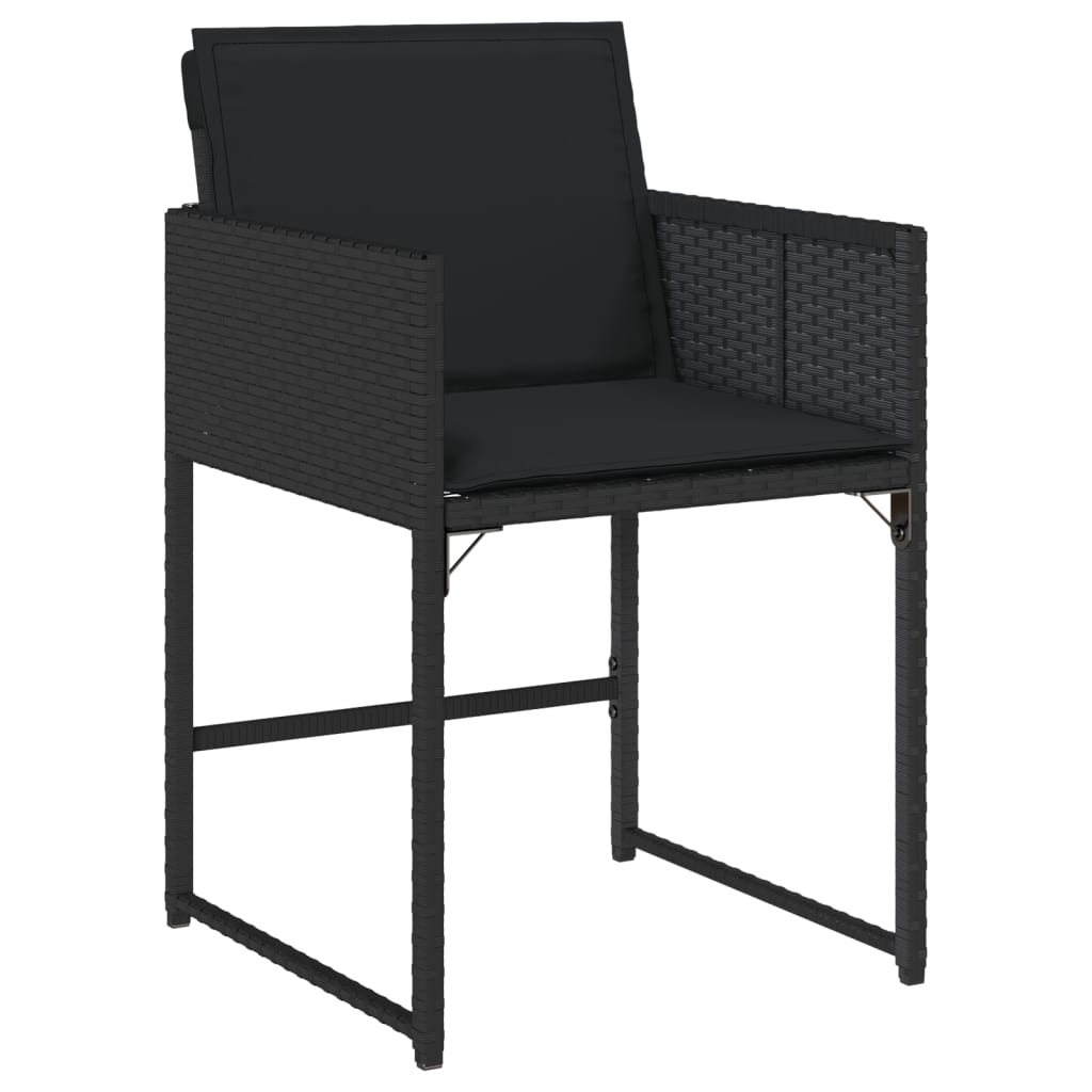 Garden Chairs with Cushions 4 pcs Black Poly Rattan