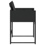 Garden Chairs with Cushions 4 pcs Black Poly Rattan - Rear View