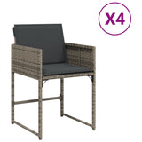 Garden Chairs with Cushions 4 pcs Grey Poly Rattan - Front View