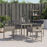Garden Chairs with Cushions 4 pcs Grey Poly Rattan - Side View