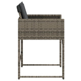 Garden Chairs with Cushions 4 pcs Grey Poly Rattan - Rear View