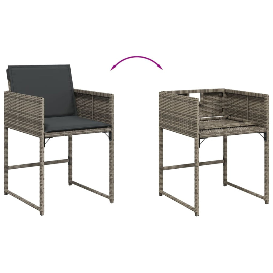 Garden Chairs with Cushions 4 pcs Grey Poly Rattan