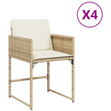 Garden Chairs with Cushions 4 pcs Beige Poly Rattan - Front View