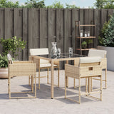 Garden Chairs with Cushions 4 pcs Beige Poly Rattan - Side View