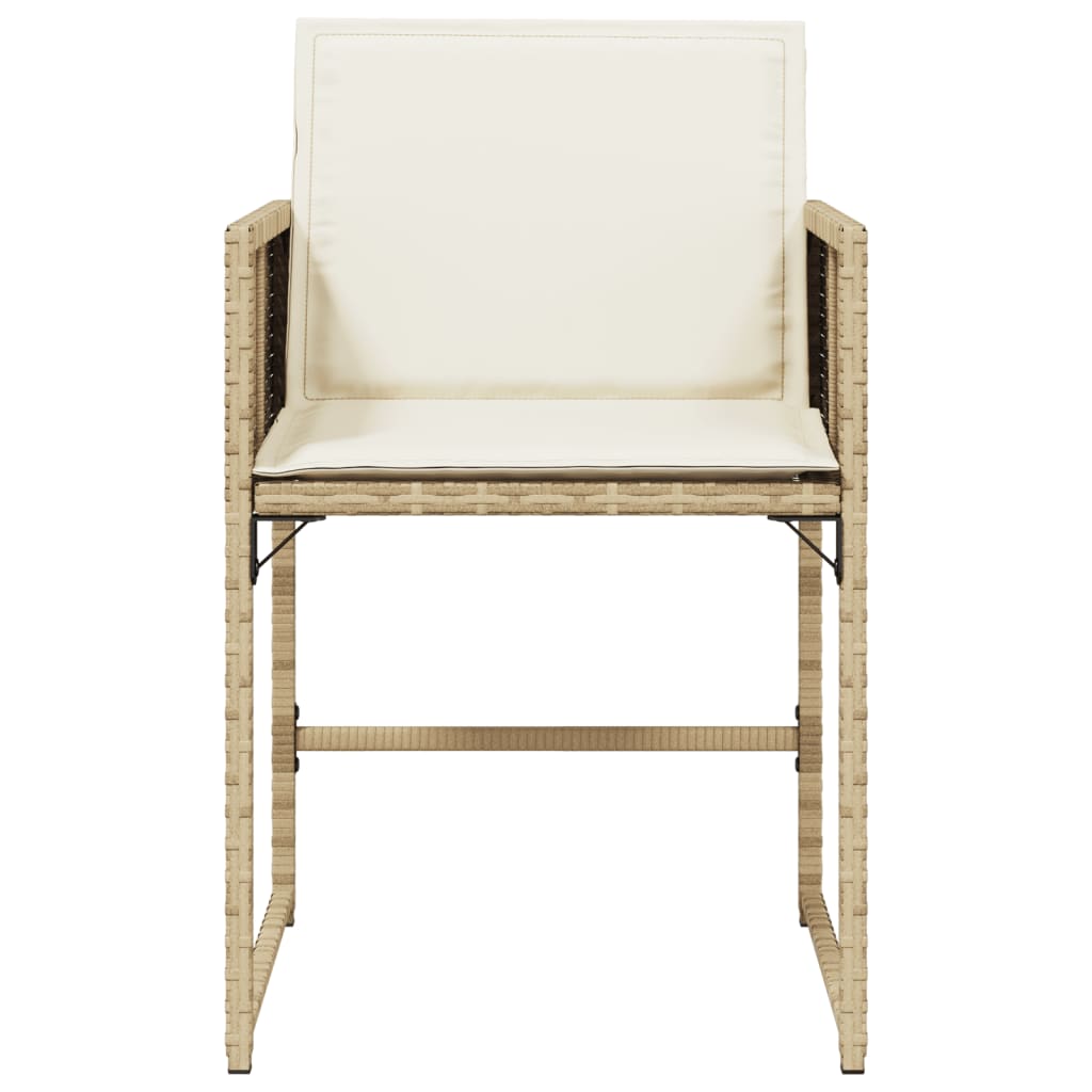 Garden Chairs with Cushions 4 pcs Beige Poly Rattan