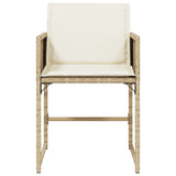 Garden Chairs with Cushions 4 pcs Beige Poly Rattan