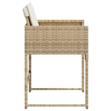 Garden Chairs with Cushions 4 pcs Beige Poly Rattan