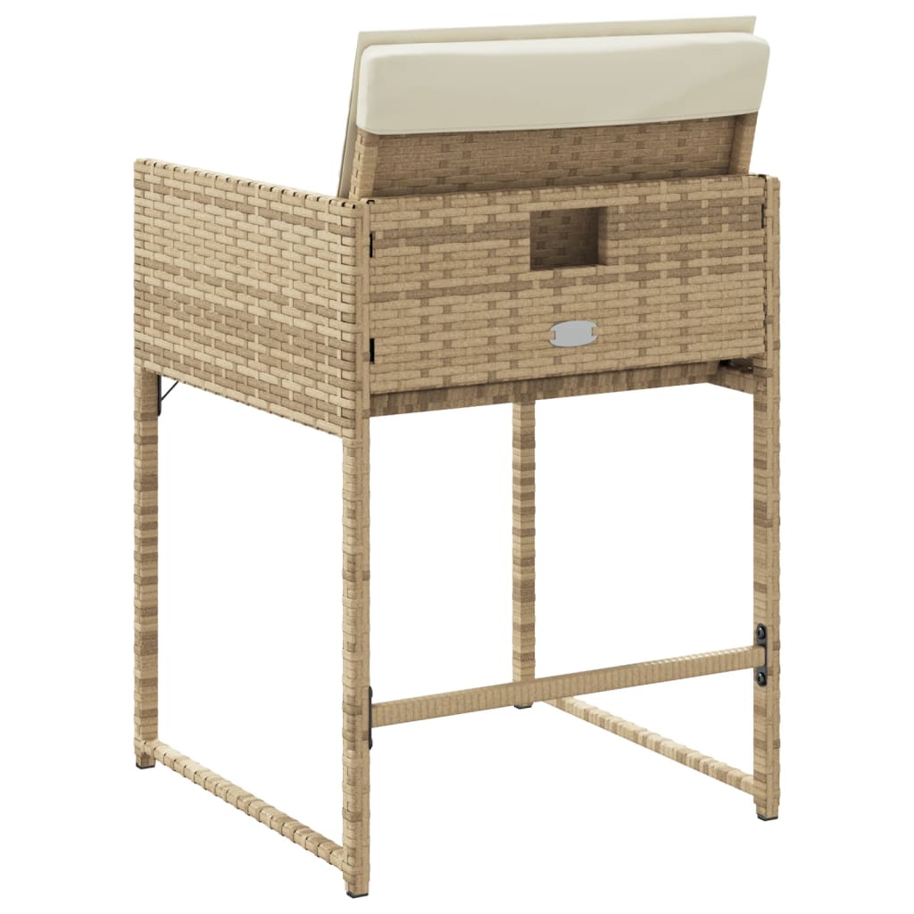 Garden Chairs with Cushions 4 pcs Beige Poly Rattan