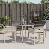 Garden Chairs with Cushions 4 pcs Light Grey Poly Rattan - Side View