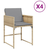Garden Chairs with Cushions 4 pcs Mix Beige Poly Rattan - Front View