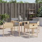 Garden Chairs with Cushions 4 pcs Mix Beige Poly Rattan - Side View