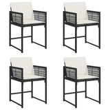 Garden Chairs with Cushions 4 pcs Black Poly Rattan - Front View