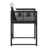 Garden Chairs with Cushions 4 pcs Black Poly Rattan - Rear View