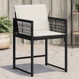 Garden Chairs with Cushions 4 pcs Black Poly Rattan
