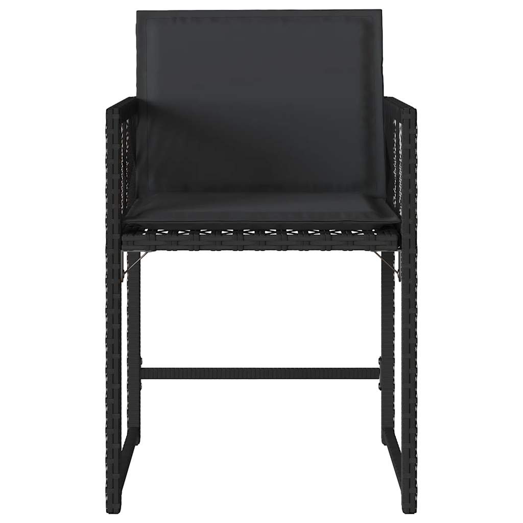 Garden Chairs with Cushions 4 pcs Black Poly Rattan