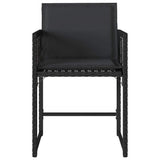 Garden Chairs with Cushions 4 pcs Black Poly Rattan
