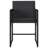 Garden Chairs with Cushions 4 pcs Black Poly Rattan - 45-Degree Angle