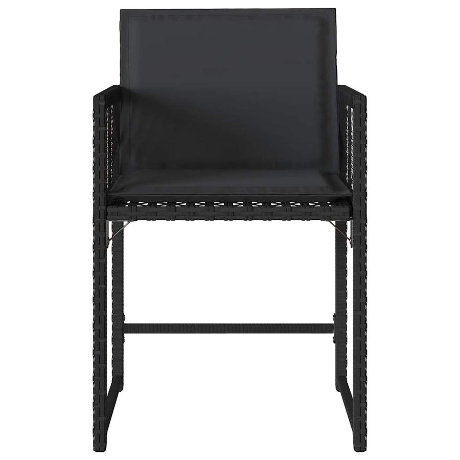 Garden Chairs with Cushions 4 pcs Black Poly Rattan