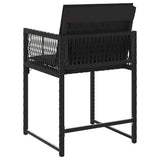 Garden Chairs with Cushions 4 pcs Black Poly Rattan